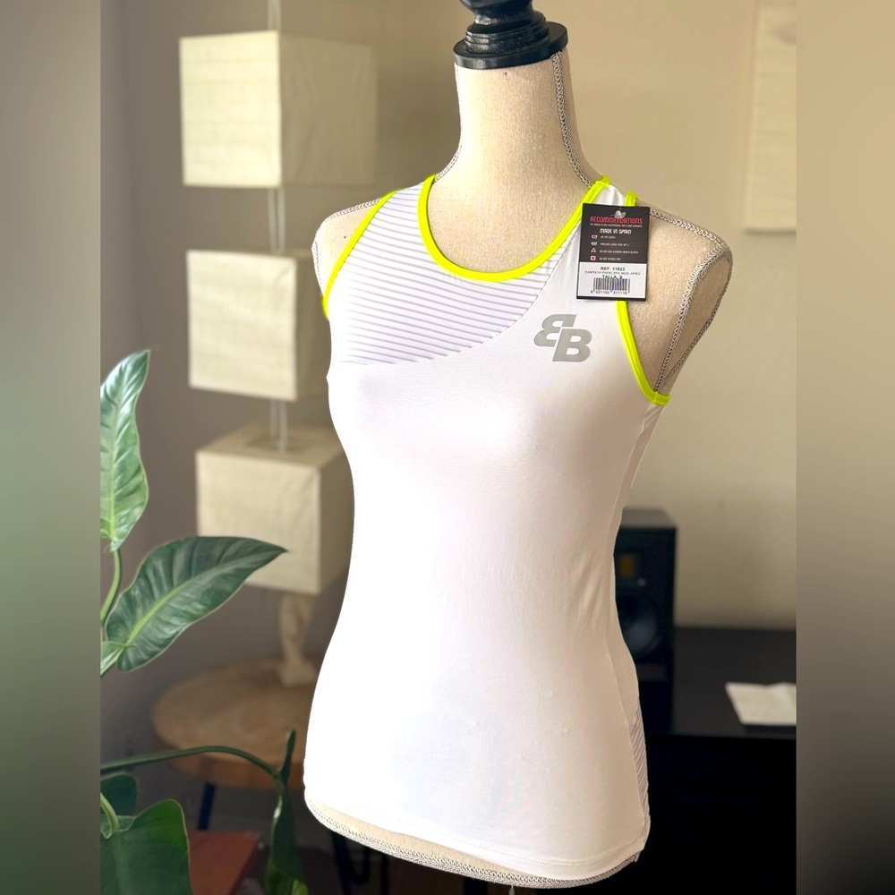 BELEN BERBEL Women`s Tank in White and Yellow. Size S. New with Tag.